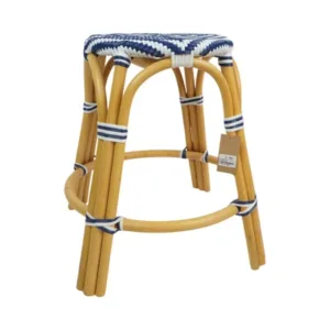 Rattan Bench - Brown/Blue